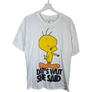 Vintage Tweety Bird “Dat’s Wut She Said” Graphic T-Shirt White Size Large